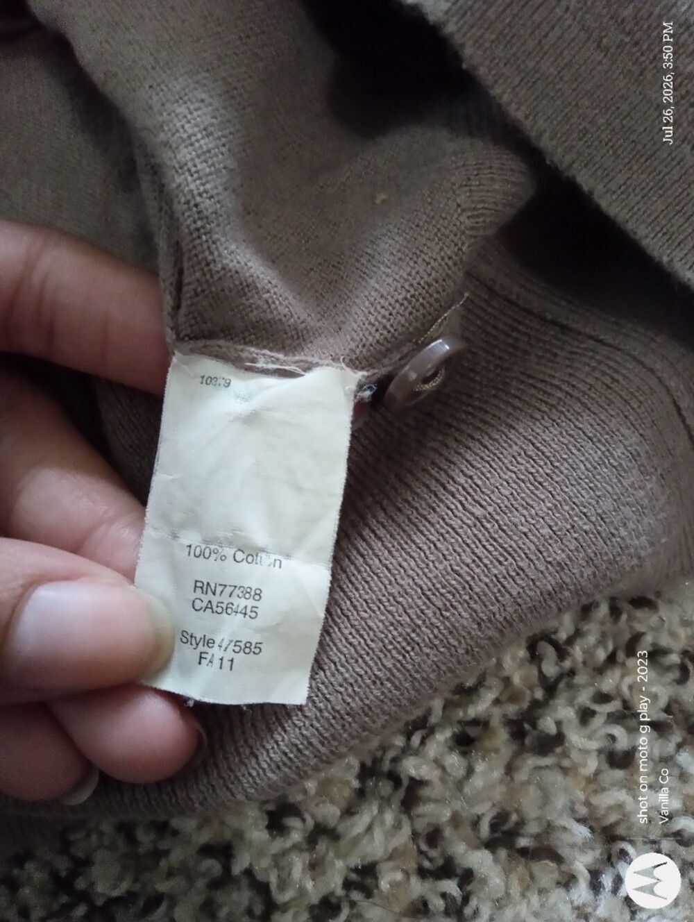 J.Crew V Neck Cardigan Long Sleeve Cotton Tan Small - Picture 7 of 9